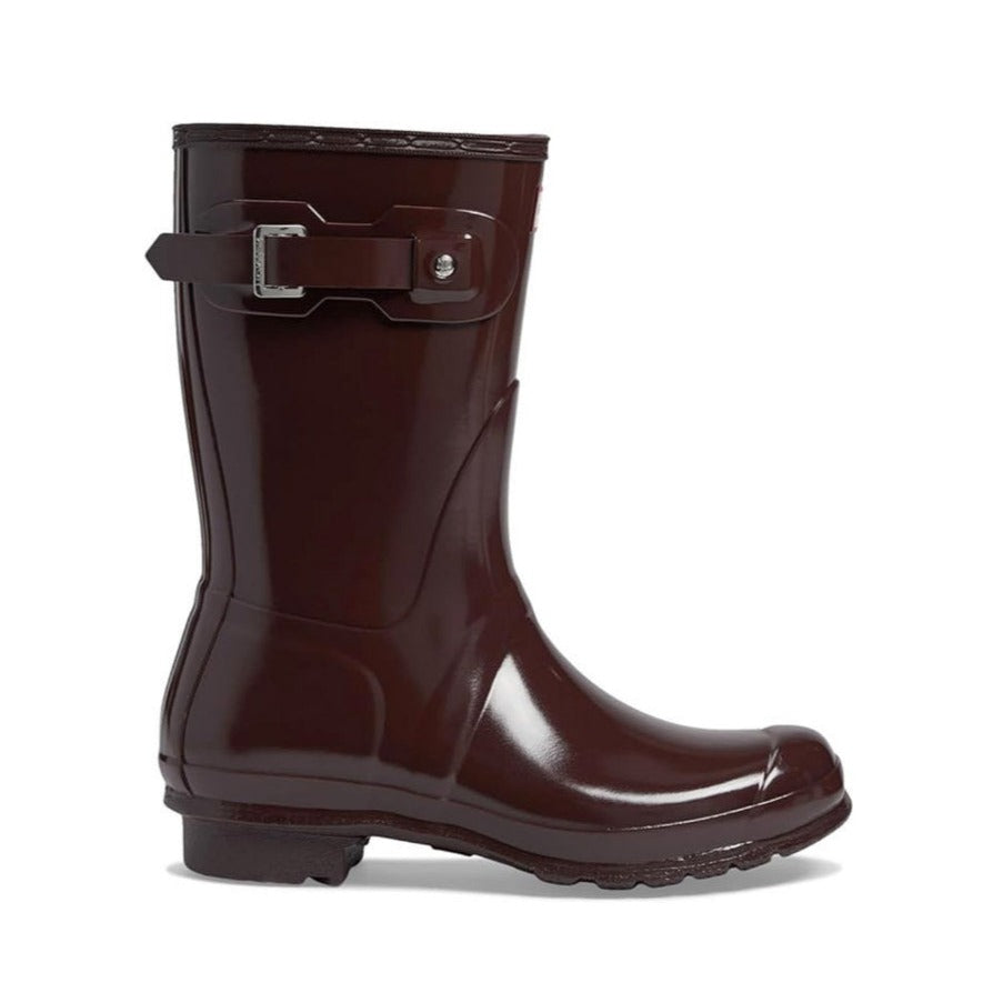 Hunter Original Short Gloss Rubber Womens Boots#color_brown bolt