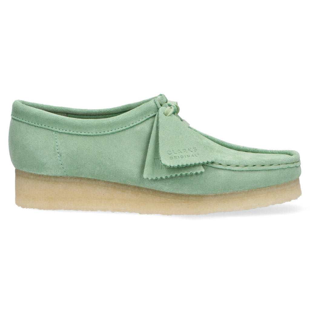 Clarks Originals Wallabee Suede Leather Womens Shoes#color_pine green