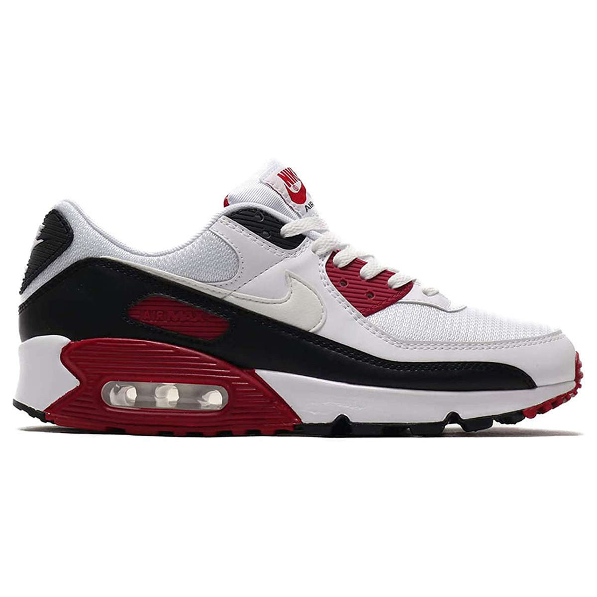 Nike Air Max 90 Leather Textile Unisex Low-Top Trainers#color_white maroon black