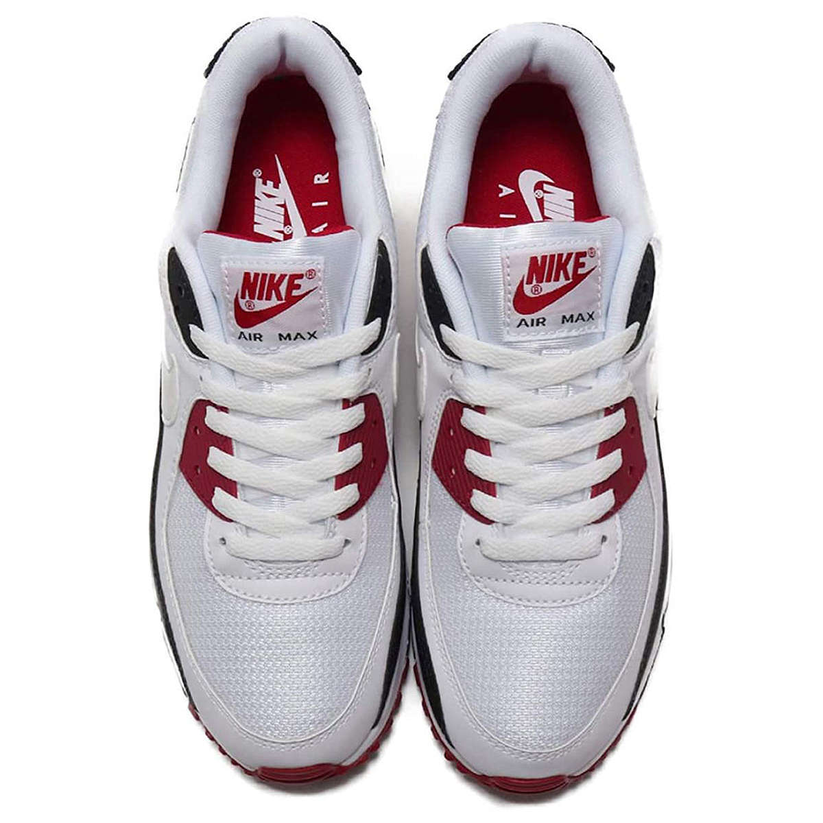 Nike Air Max 90 Leather Textile Unisex Low-Top Trainers#color_white maroon black