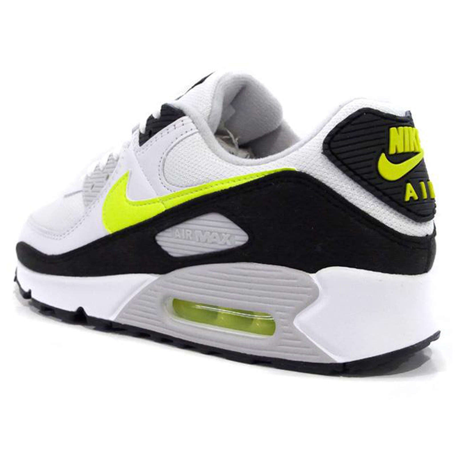 Nike Air Max 90 Leather Textile Unisex Low-Top Trainers#color_white hot lime black