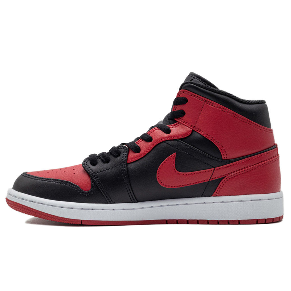 Jordan Air Jordan 1 Mid Leather Mens Trainers#color_black gym red white