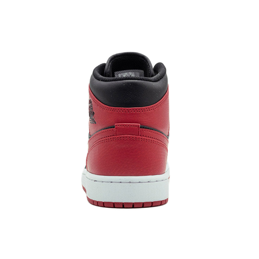 Jordan Air Jordan 1 Mid Leather Mens Trainers#color_black gym red white