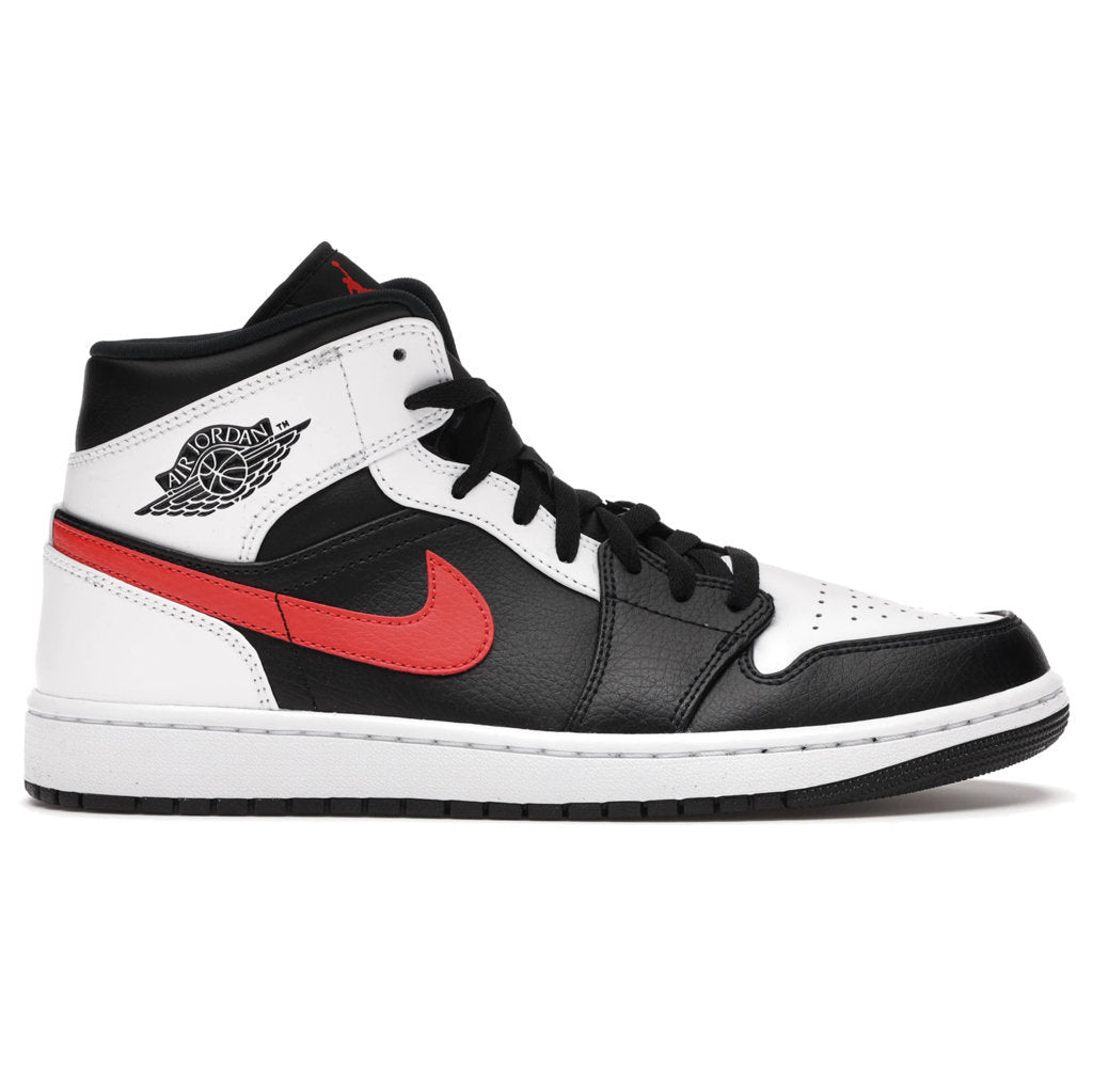 Jordan Air Jordan 1 Mid Leather Mens Trainers#color_black chile red white