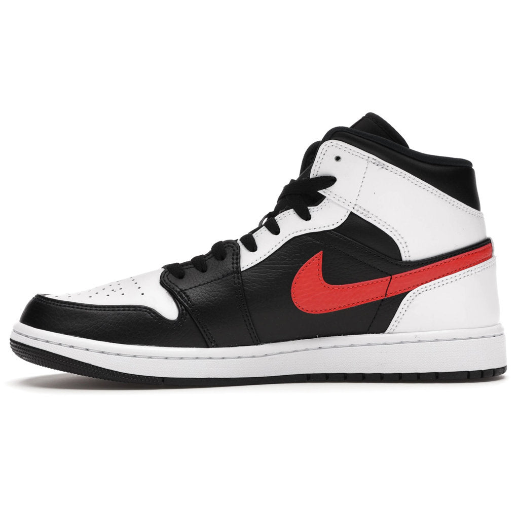 Jordan Air Jordan 1 Mid Leather Mens Trainers#color_black chile red white