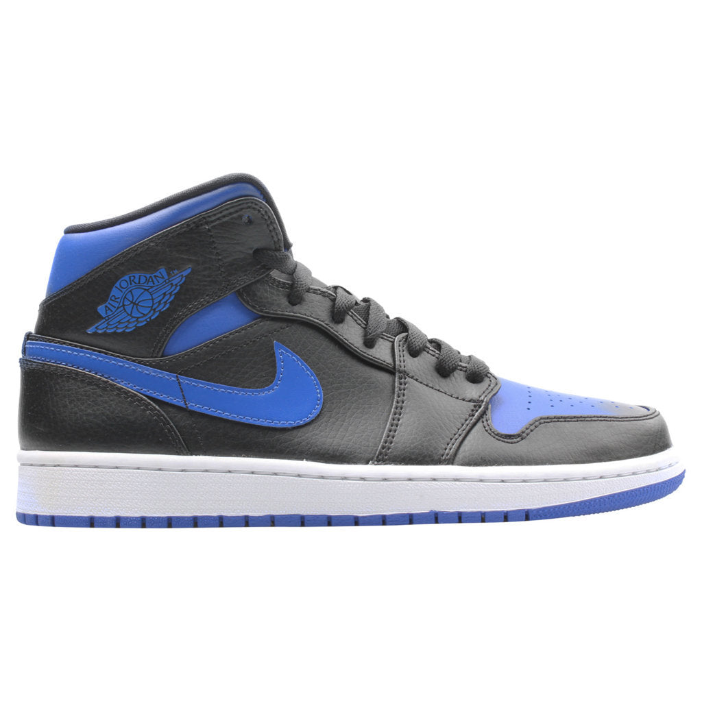 Jordan Air Jordan 1 Mid Leather Mens Trainers#color_black hyper royal white