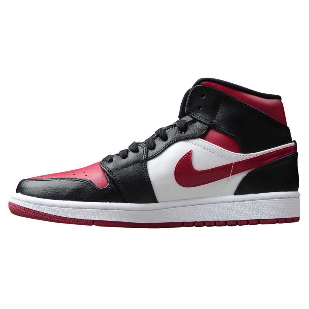 Jordan Air Jordan 1 Mid Leather Mens Trainers#color_black noble red white