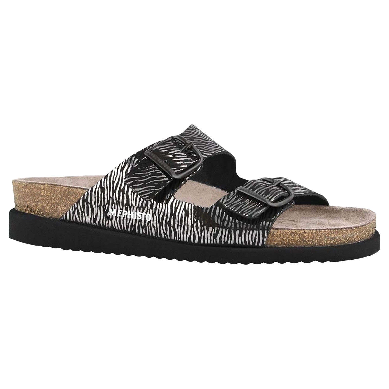 Mephisto Harmony Patent Leather Womens Sandals#color_black zebra