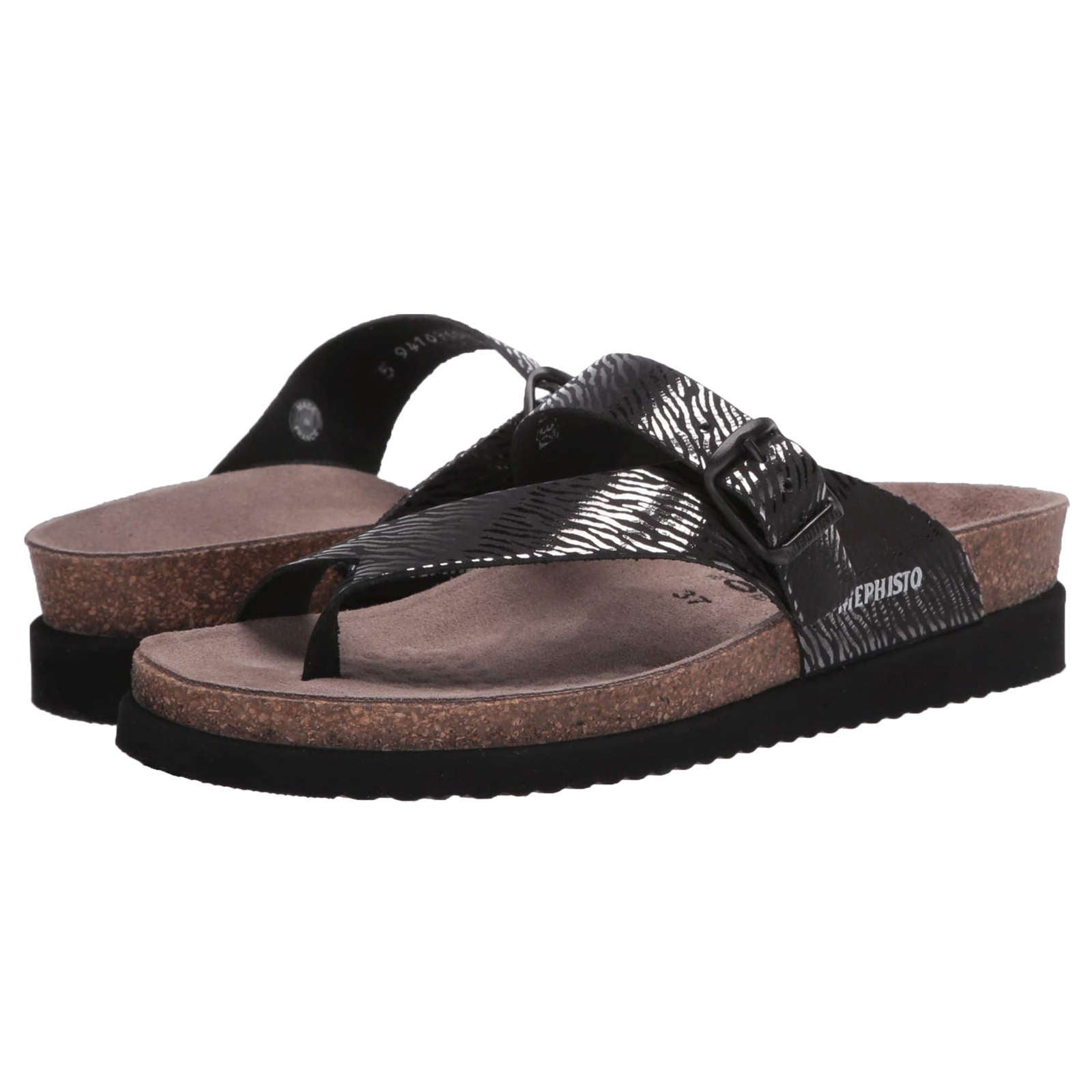 Mephisto Helen Patent Leather Womens Sandals#color_black zebra