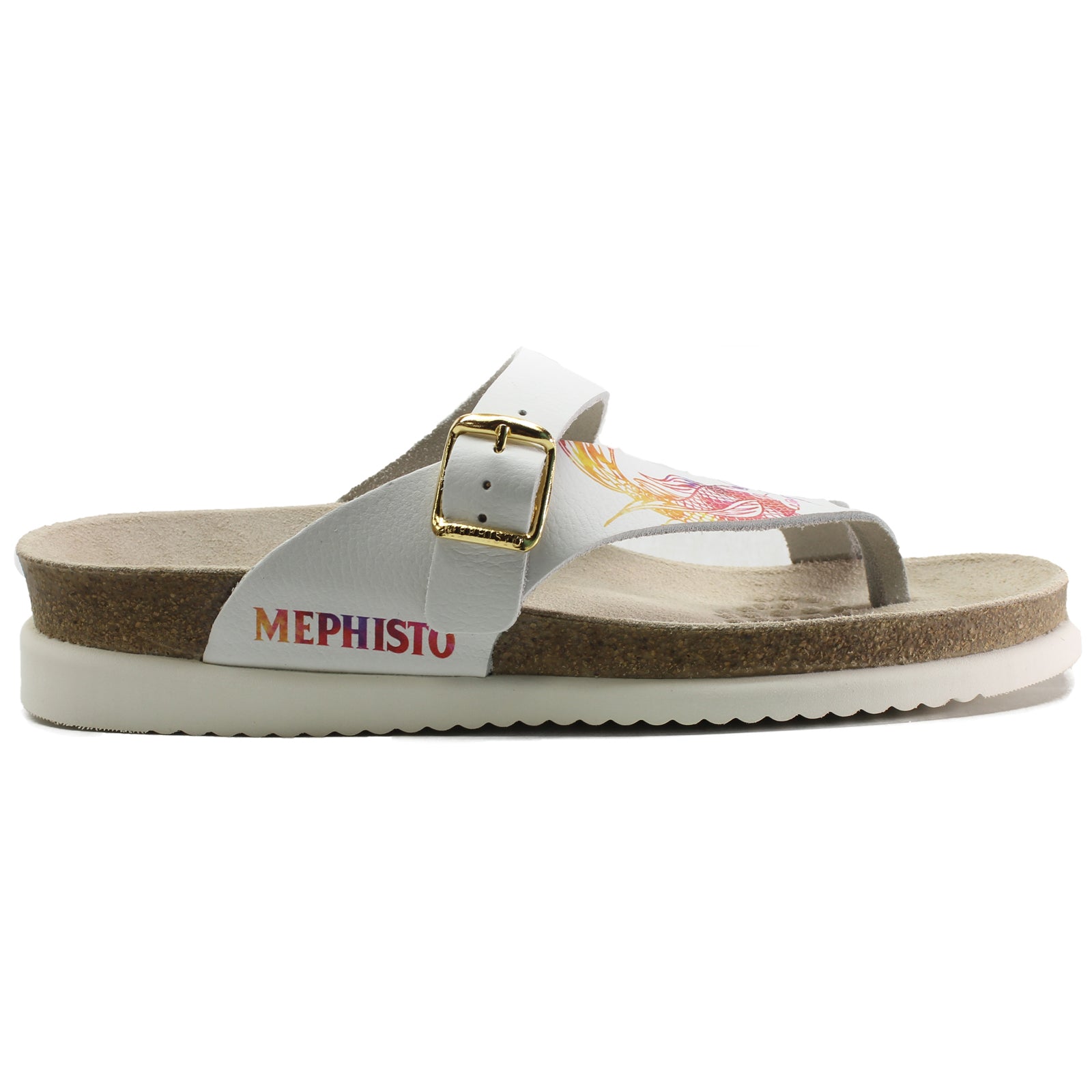 Mephisto Helen Printed Leather Womens Sandals#color_white