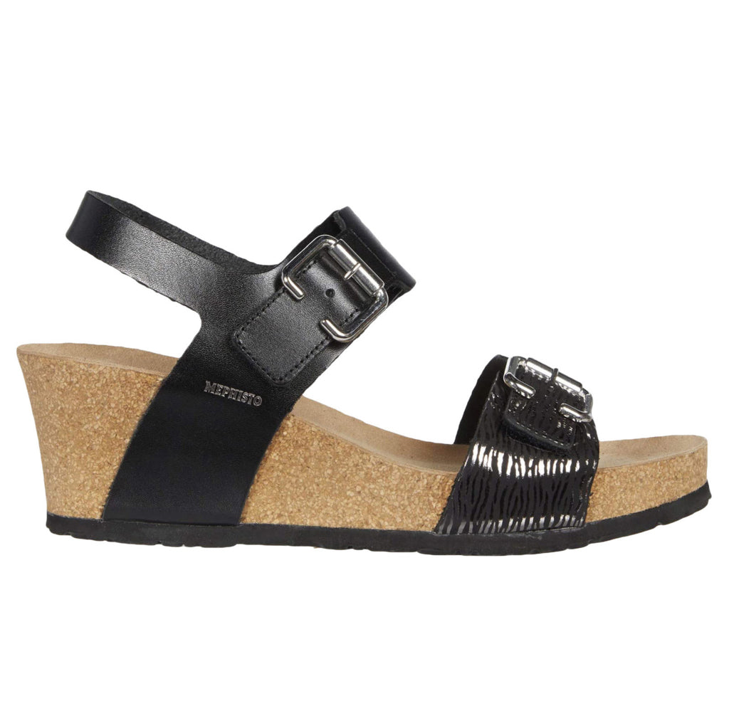 Mephisto Lissandra Smooth Printed Leather Womens Sandals#color_black sandanyl zebra