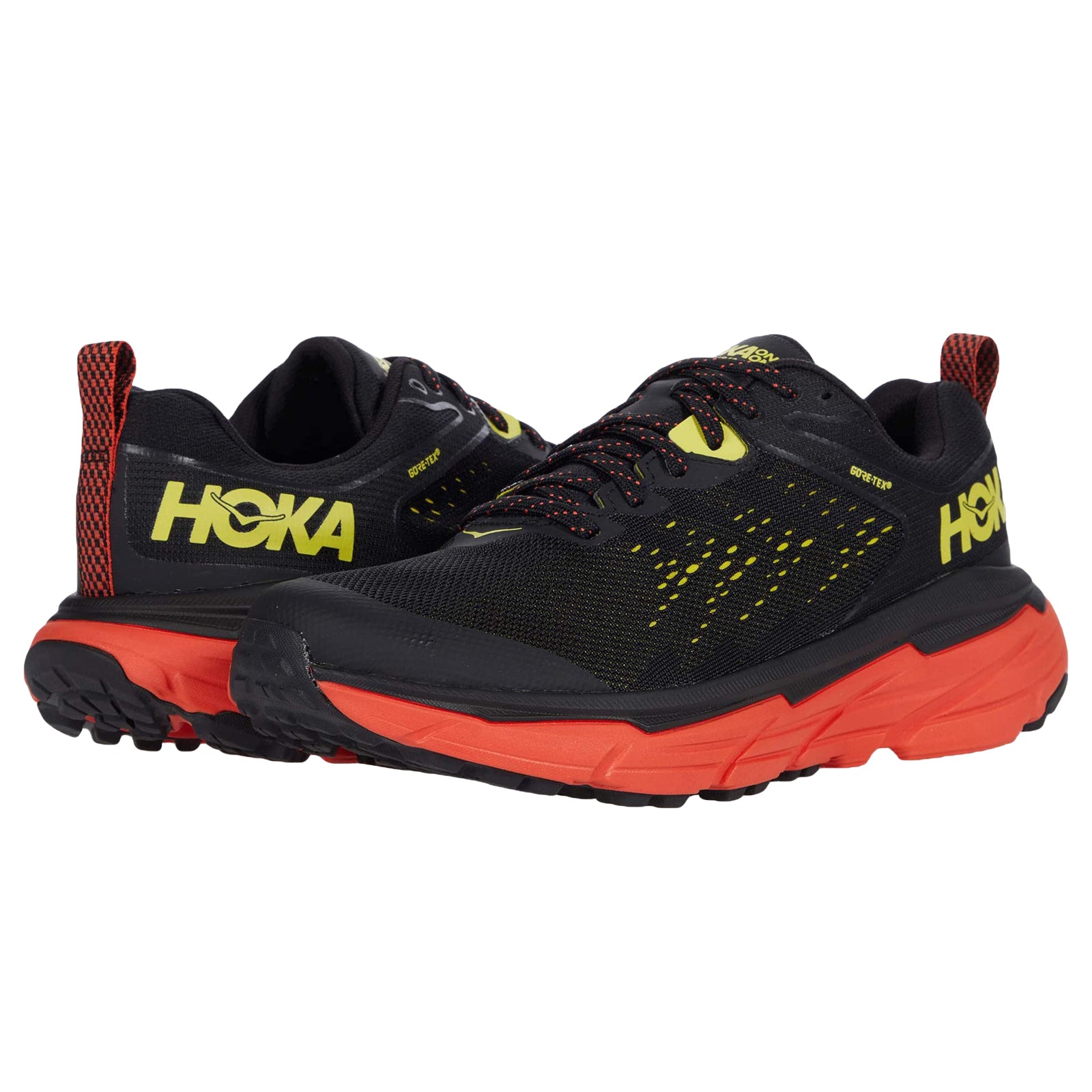 Hoka One One Challenger ATR 6 GTX Synthetic Textile Men's Low-Top Hiking Trainers#color_black green sheen