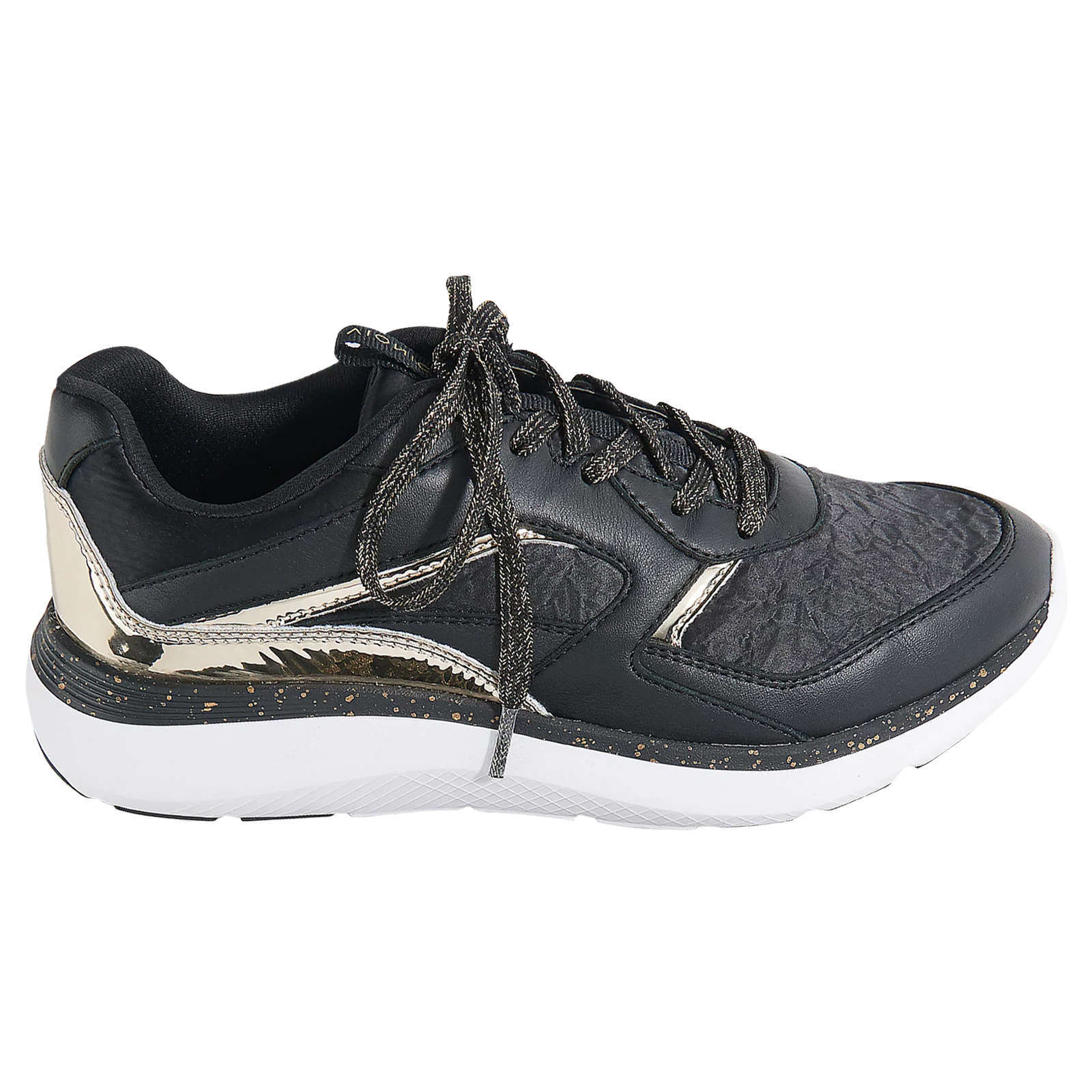 Vionic Delmar Adela Met Leather Textile Womens Trainers#color_black