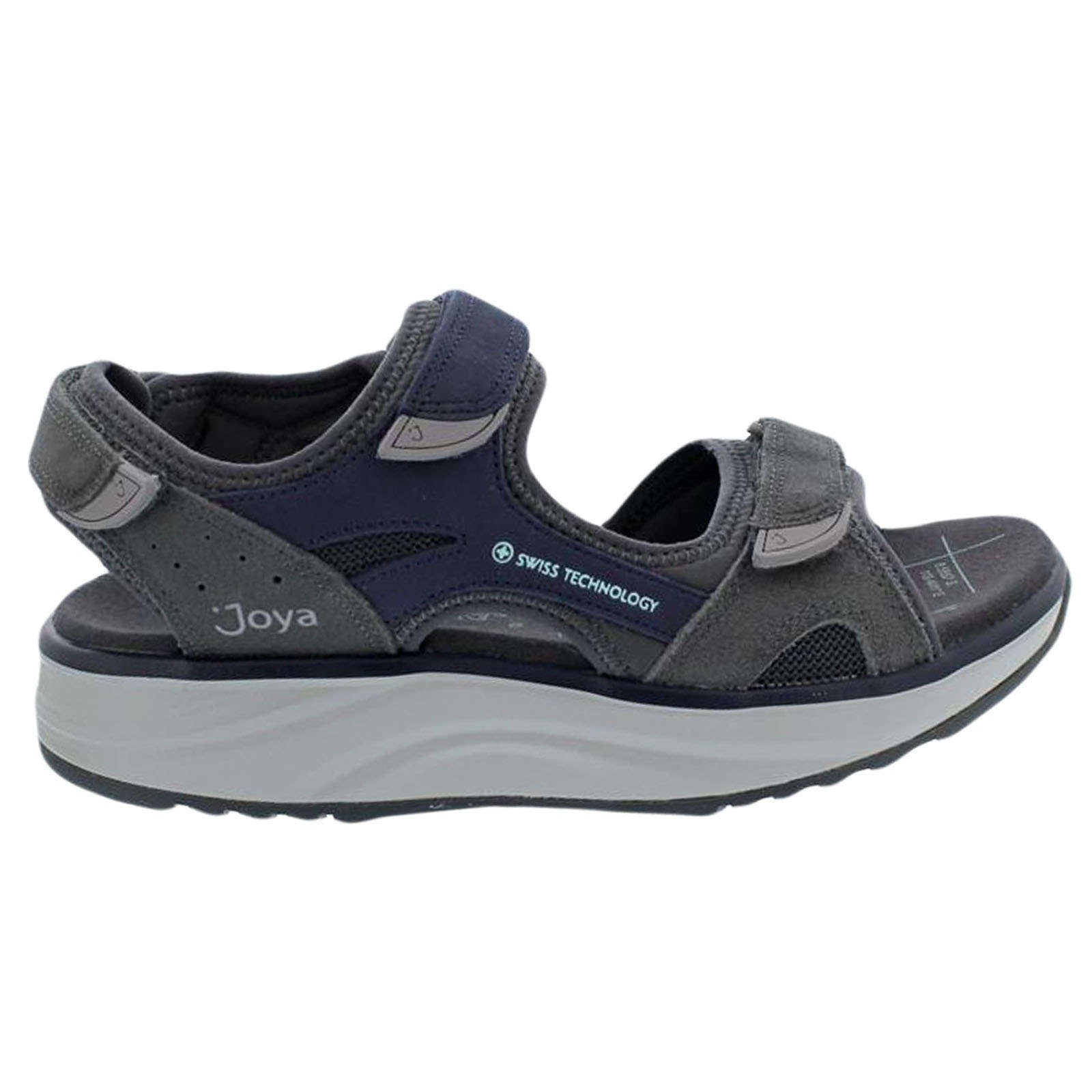 Joya Komodo Velour Leather & Textile Women's Wide Sandals#color_grey blue