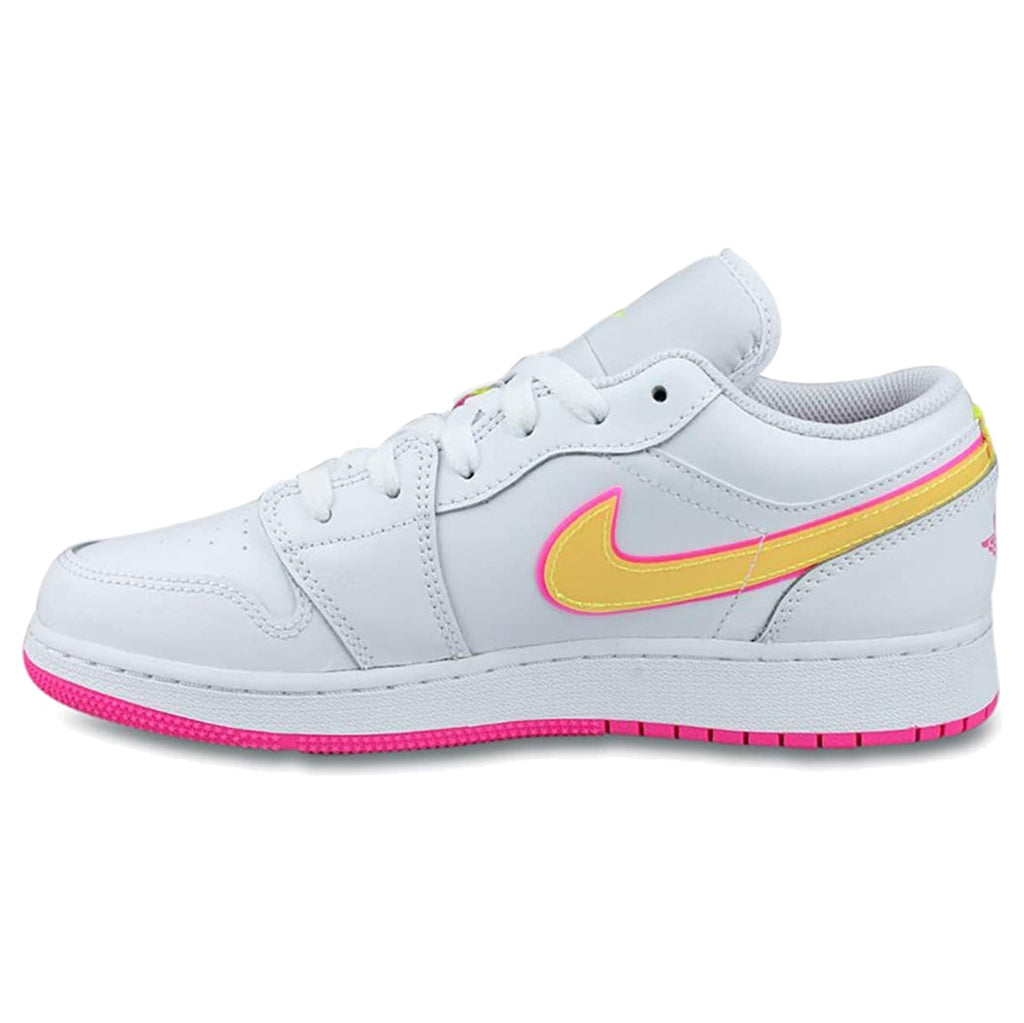 Jordan Air Jordan 1 Low Edge Leather Youth Trainers#color_white lemon venom pink