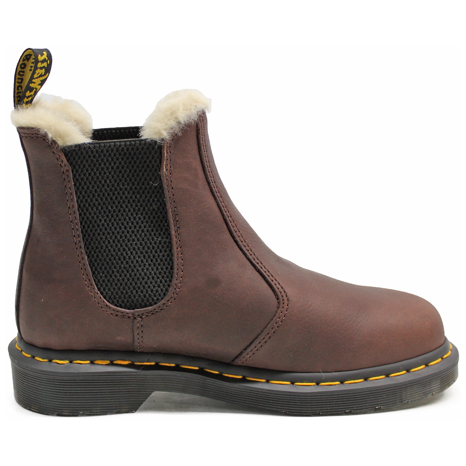 Dr. Martens 2976 Fur-Lined Ambassador Leather Unisex Chelsea Boots#color_cask