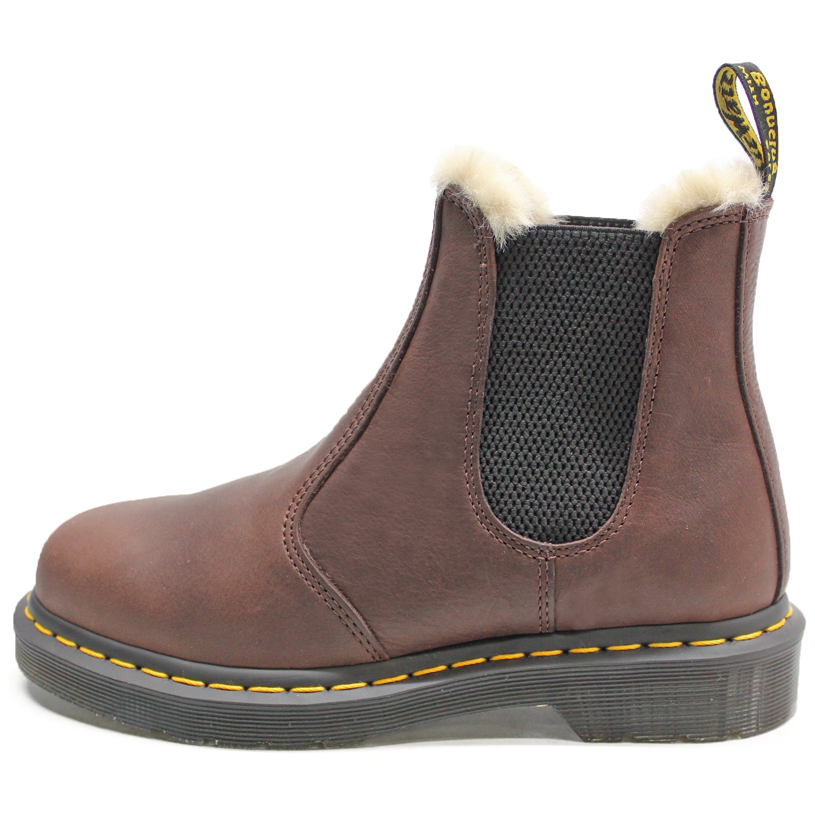 Dr. Martens 2976 Fur-Lined Ambassador Leather Unisex Chelsea Boots#color_cask