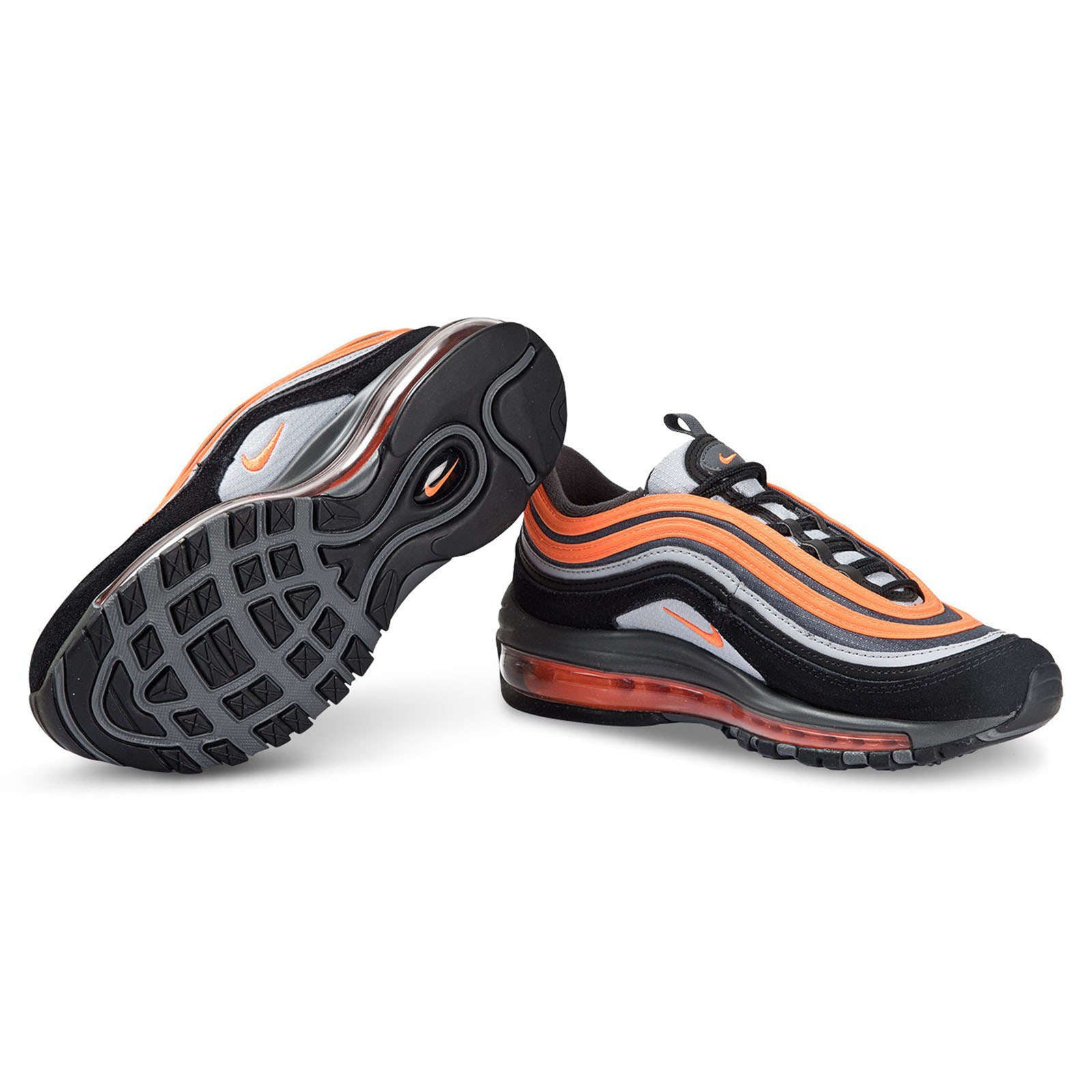 Nike Air Max 97 GS Textile Leather Youth Trainers#color_wolf grey total orange