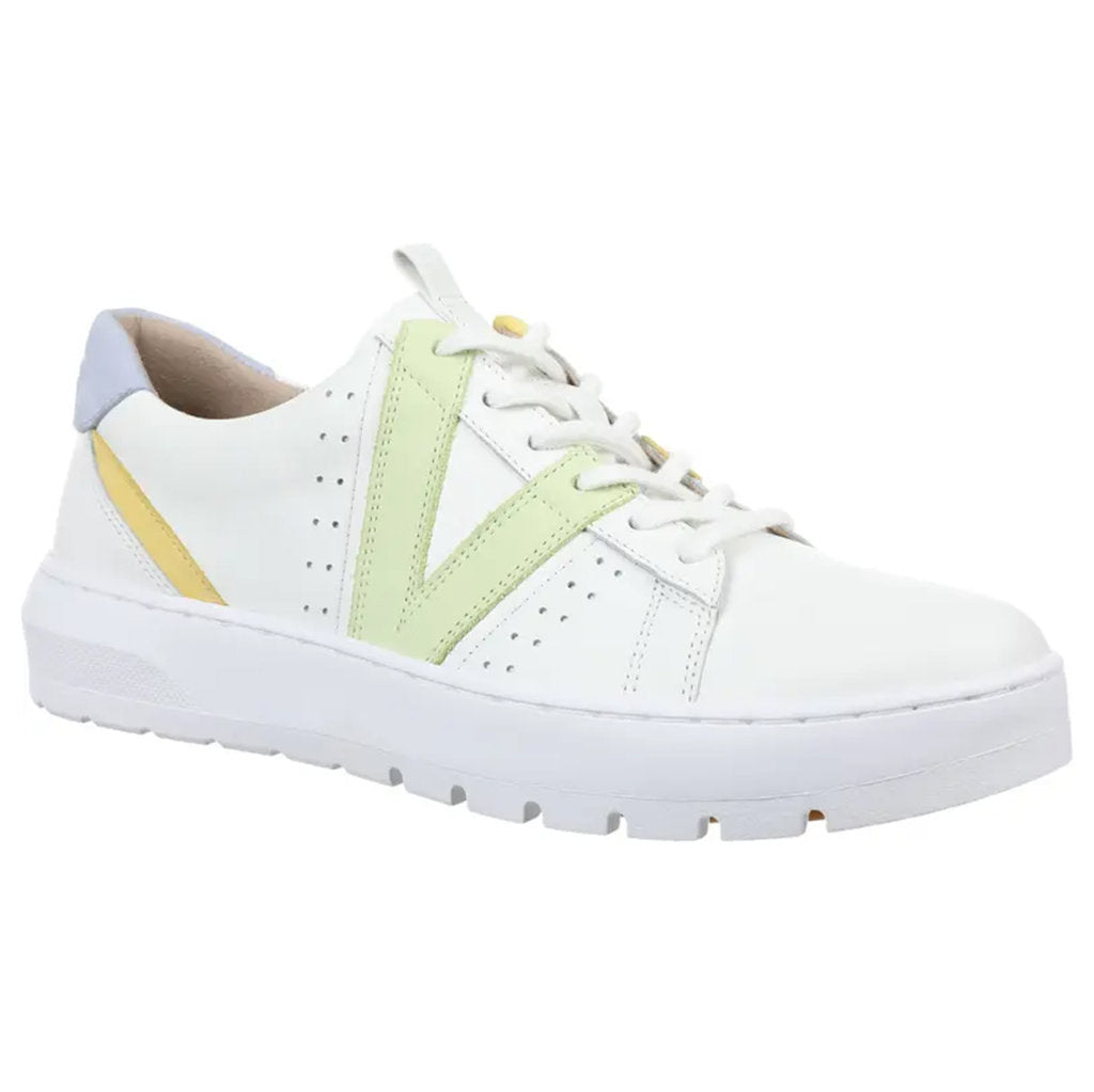 Vionic Abyss Simasa Leather Nubuck Womens Trainers#color_white pale lime