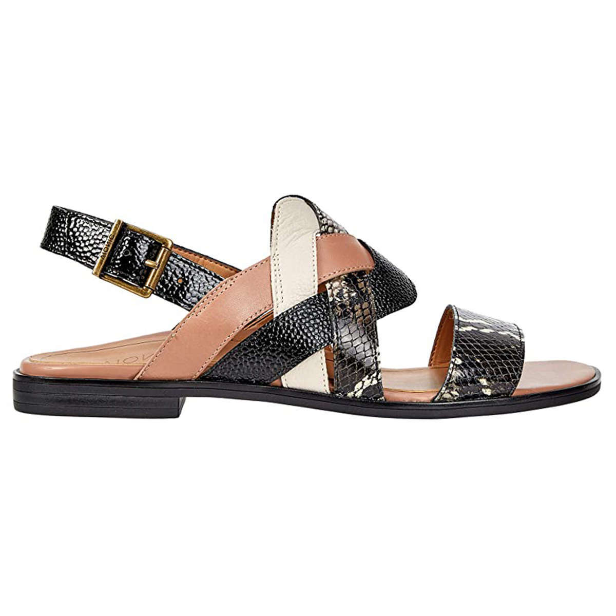 Vionic Citrine Kendra Leather Womens Sandals#color_black brown