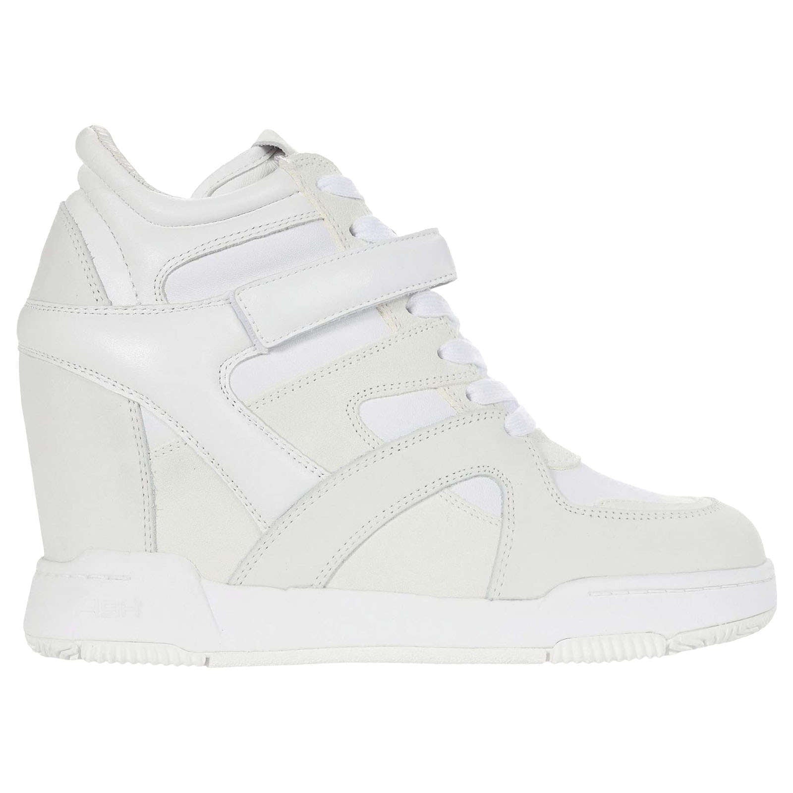 Ash Body Suede Leather Women's Wedge Trainers#color_white