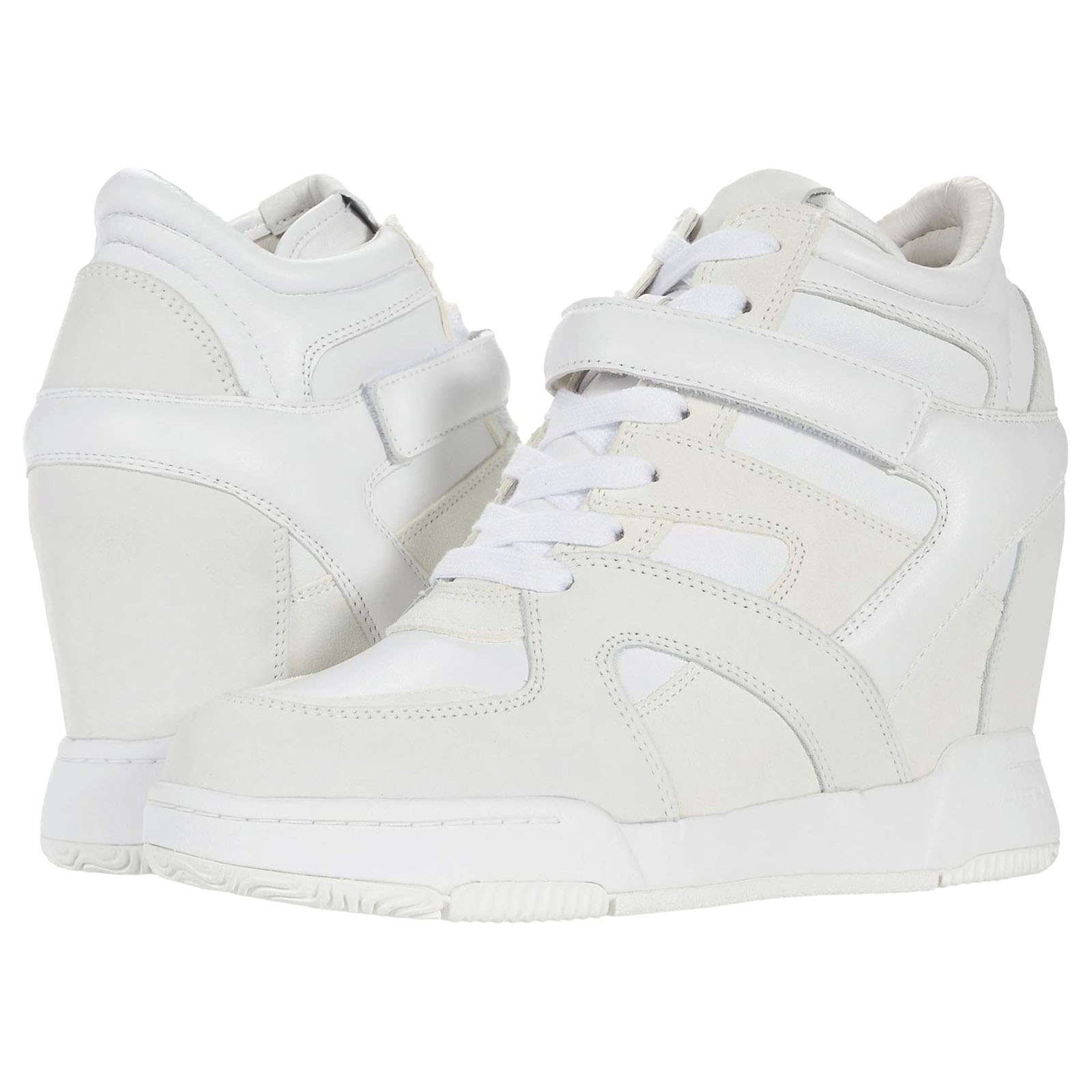 Ash Body Suede Leather Women's Wedge Trainers#color_white