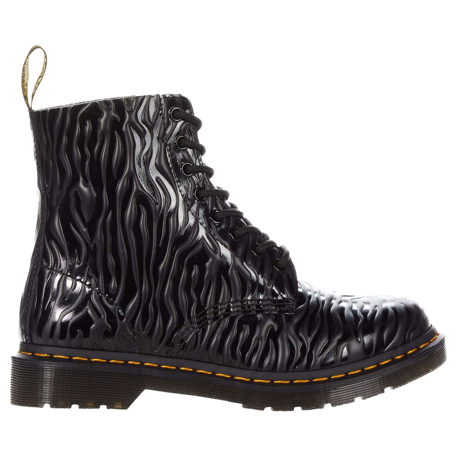 Dr. Martens 1460 Pascal Zebra Pattern Glossy Leather Women's Ankle Boots#color_black