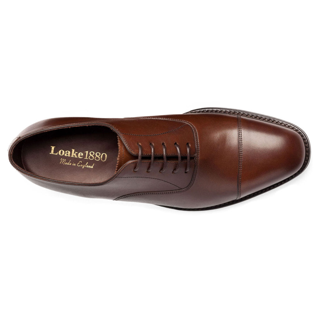 Loake Aldwych Polished Leather Men's Oxford Shoes#color_dark brown