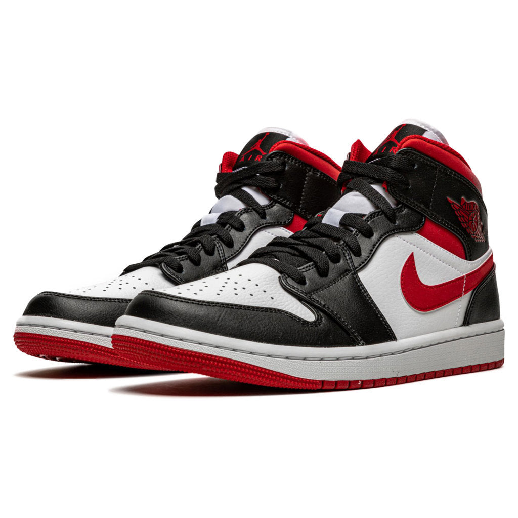 Jordan Air Jordan 1 Mid Leather Synthetic Mens Trainers#color_white gym red black