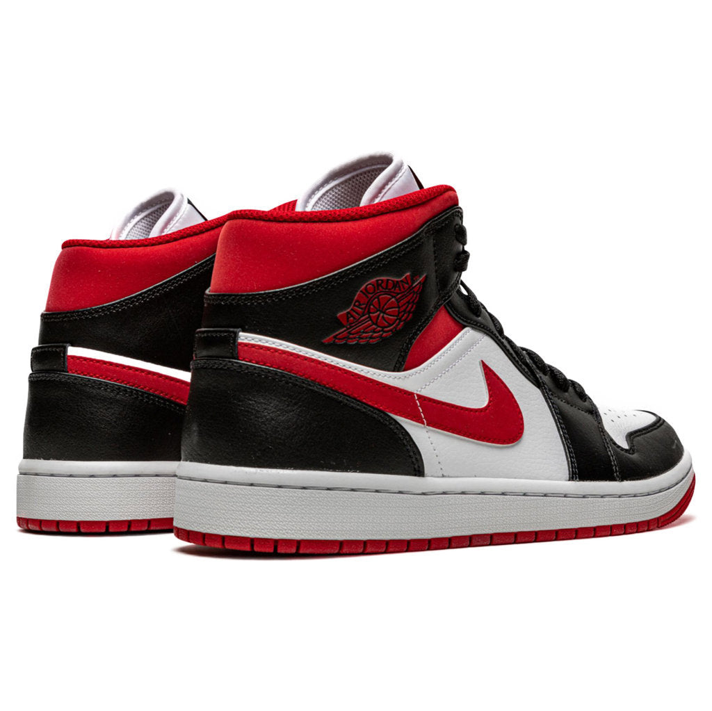 Jordan Air Jordan 1 Mid Leather Synthetic Mens Trainers#color_white gym red black