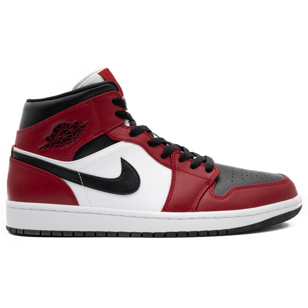 Jordan Air Jordan 1 Mid Leather Synthetic Mens Trainers#color_black black gym red