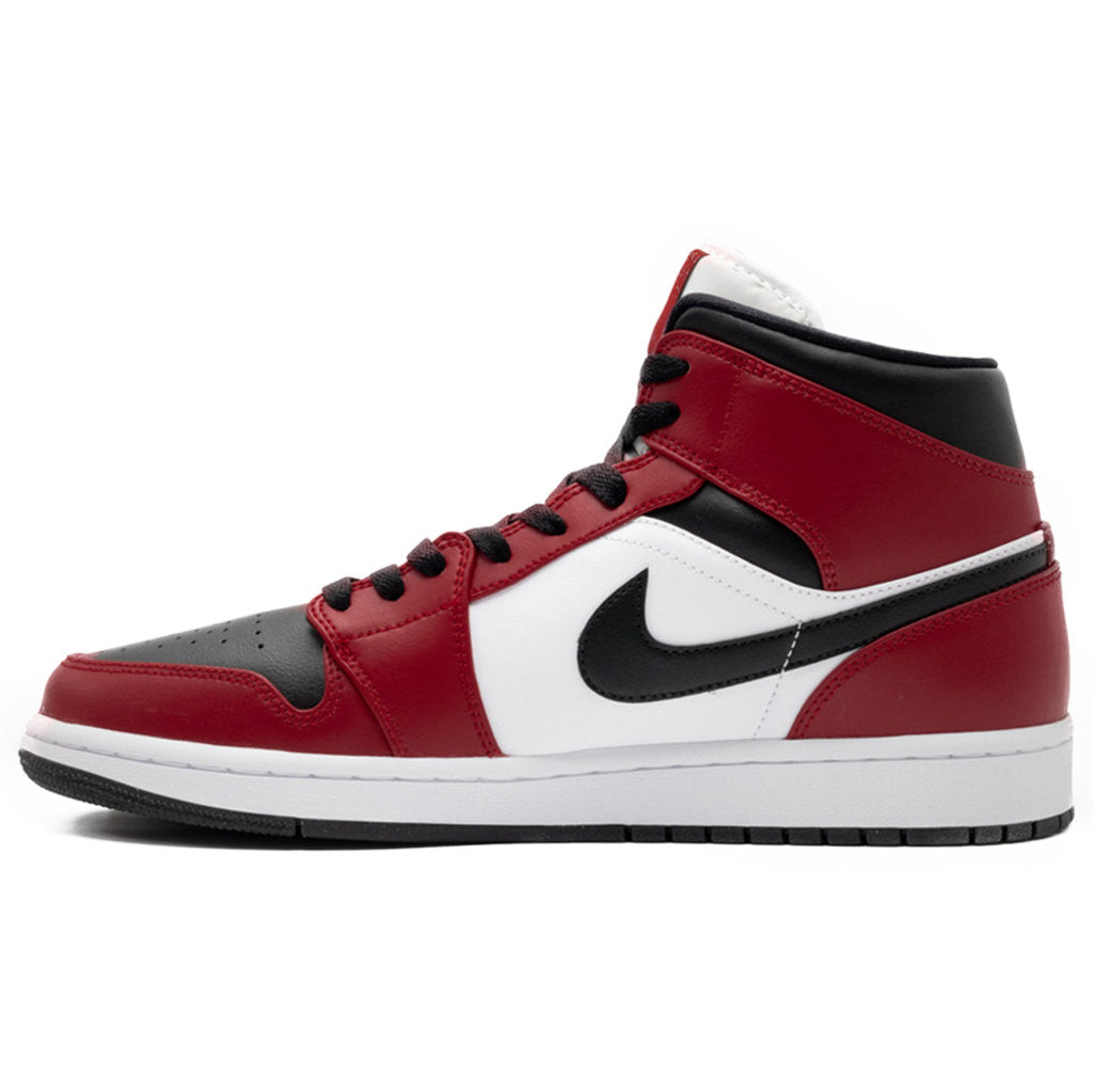 Jordan Air Jordan 1 Mid Leather Synthetic Mens Trainers#color_black black gym red