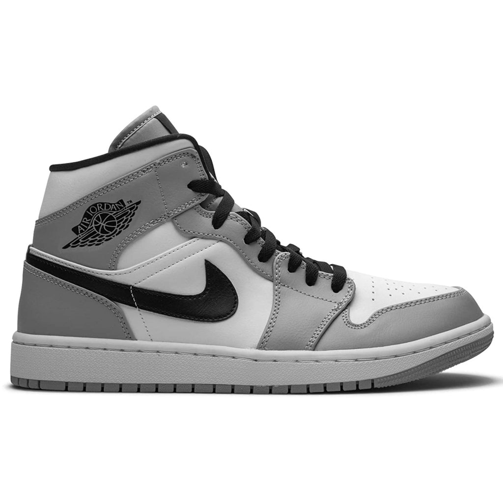 Jordan Air Jordan 1 Mid Leather Synthetic Mens Trainers#color_light smoke grey black white