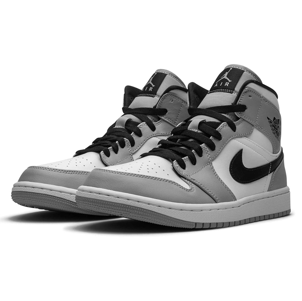 Jordan Air Jordan 1 Mid Leather Synthetic Mens Trainers#color_light smoke grey black white