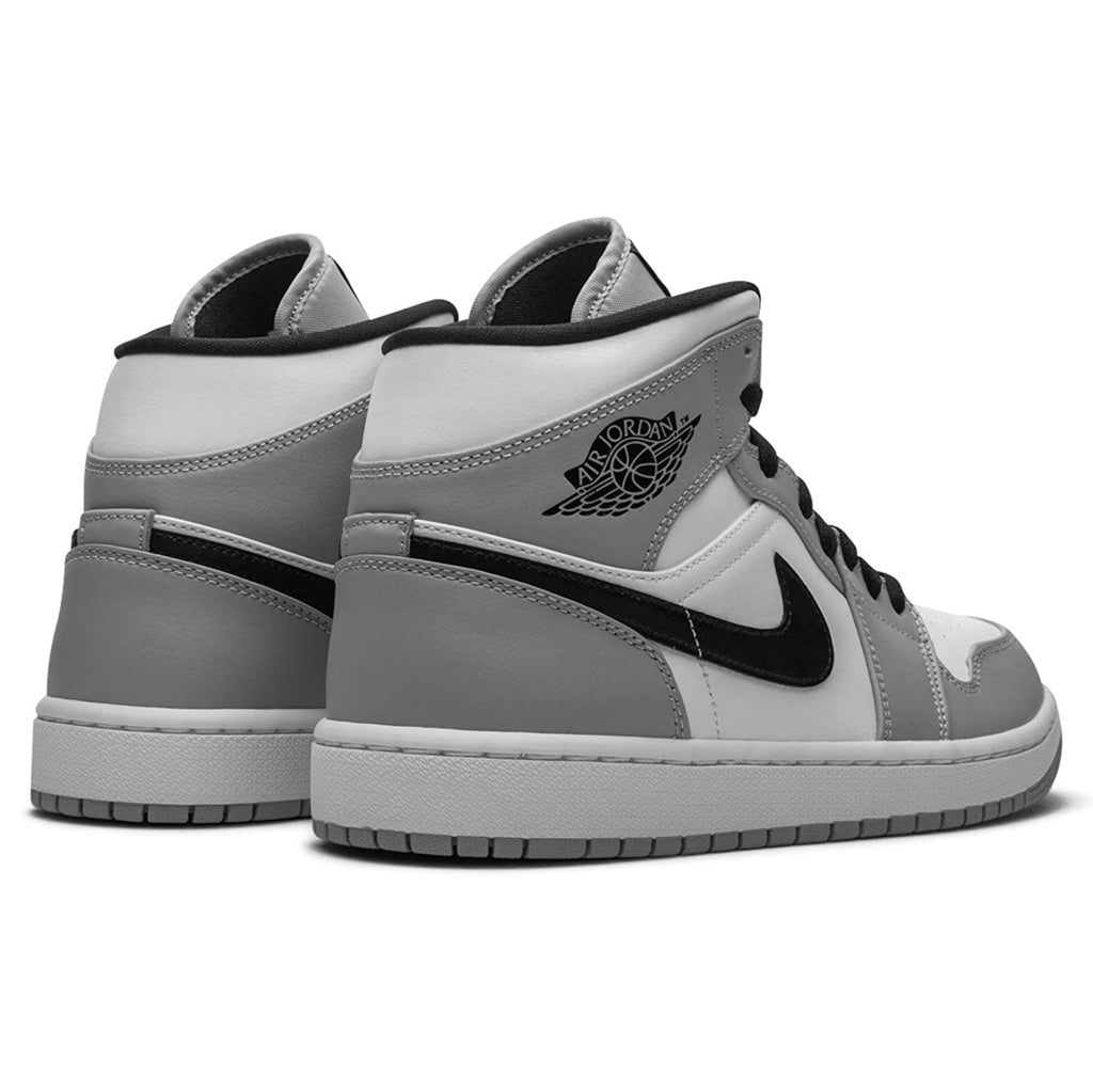 Jordan Air Jordan 1 Mid Leather Synthetic Mens Trainers#color_light smoke grey black white