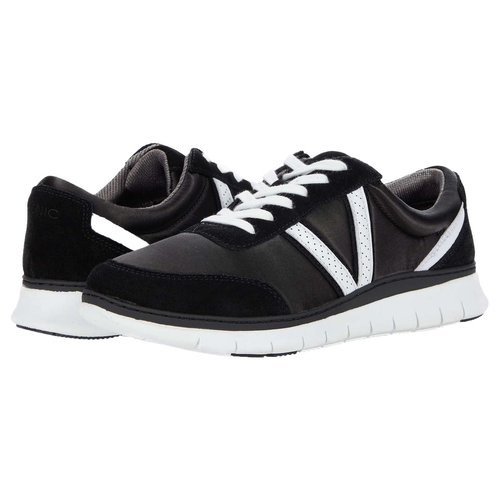 Vionic Fresh Nana Satin Leather Textile Womens Trainers#color_black