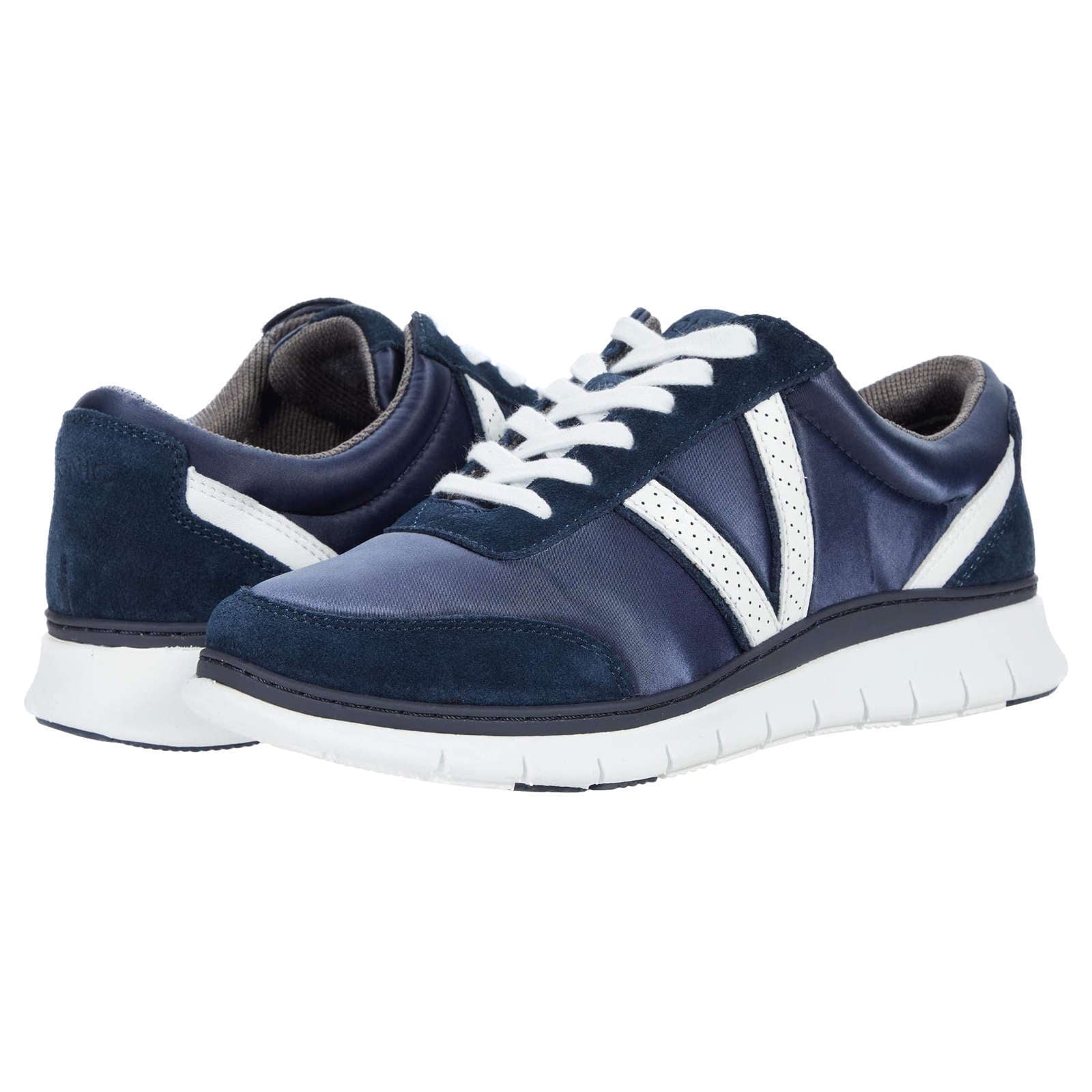 Vionic Fresh Nana Satin Leather Textile Womens Trainers#color_navy