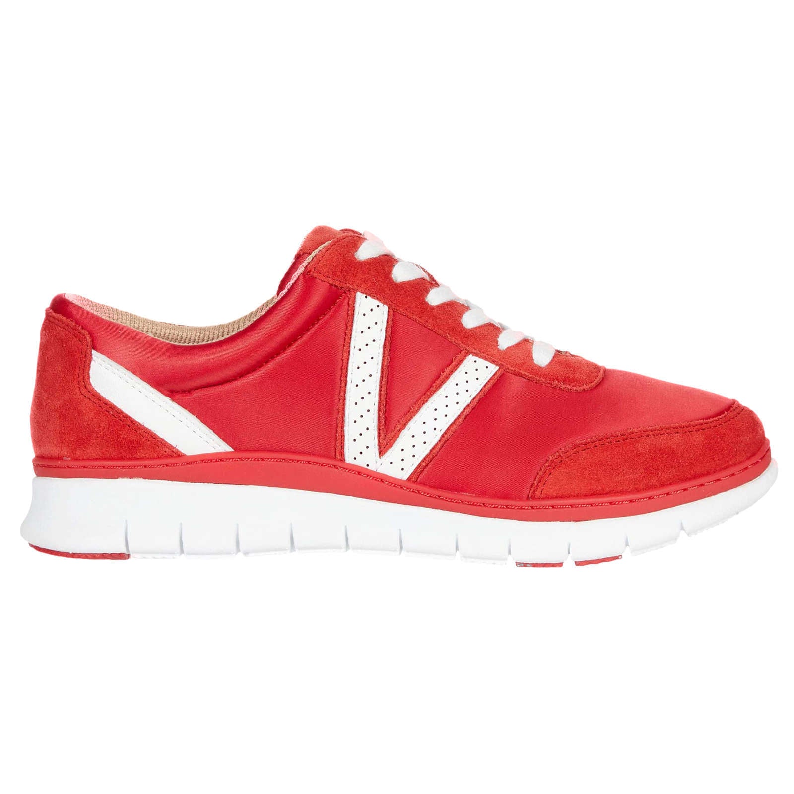 Vionic Fresh Nana Satin Leather Textile Womens Trainers#color_cherry