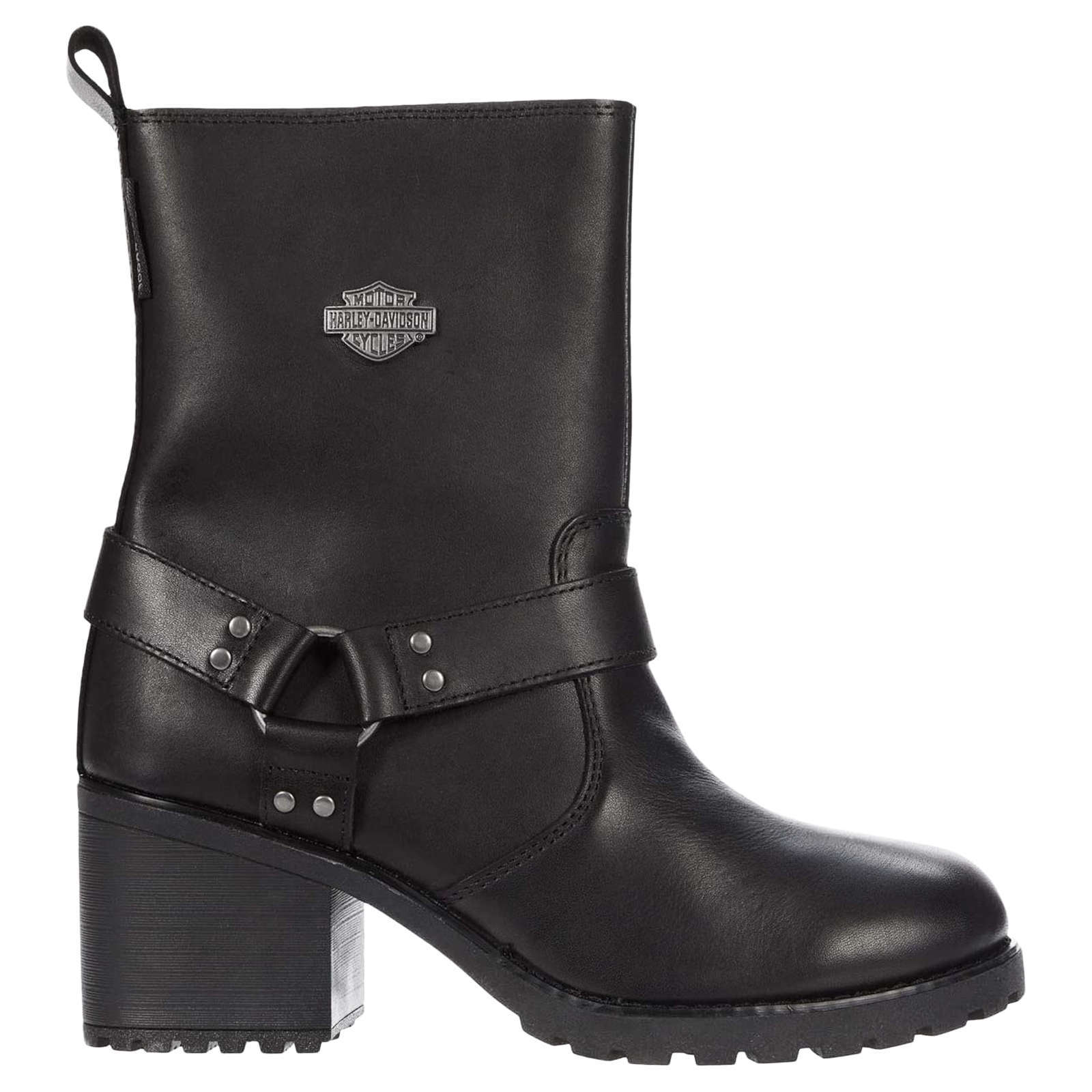 Harley Davidson Howell Waterproof Full Grain Leather Women's Block Heel Riding Boots#color_black