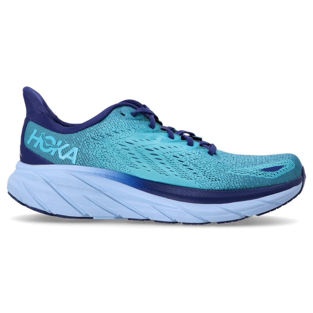 Hoka One One Clifton 8 Textile Mens Trainers#color_bellwether blue scuba blue