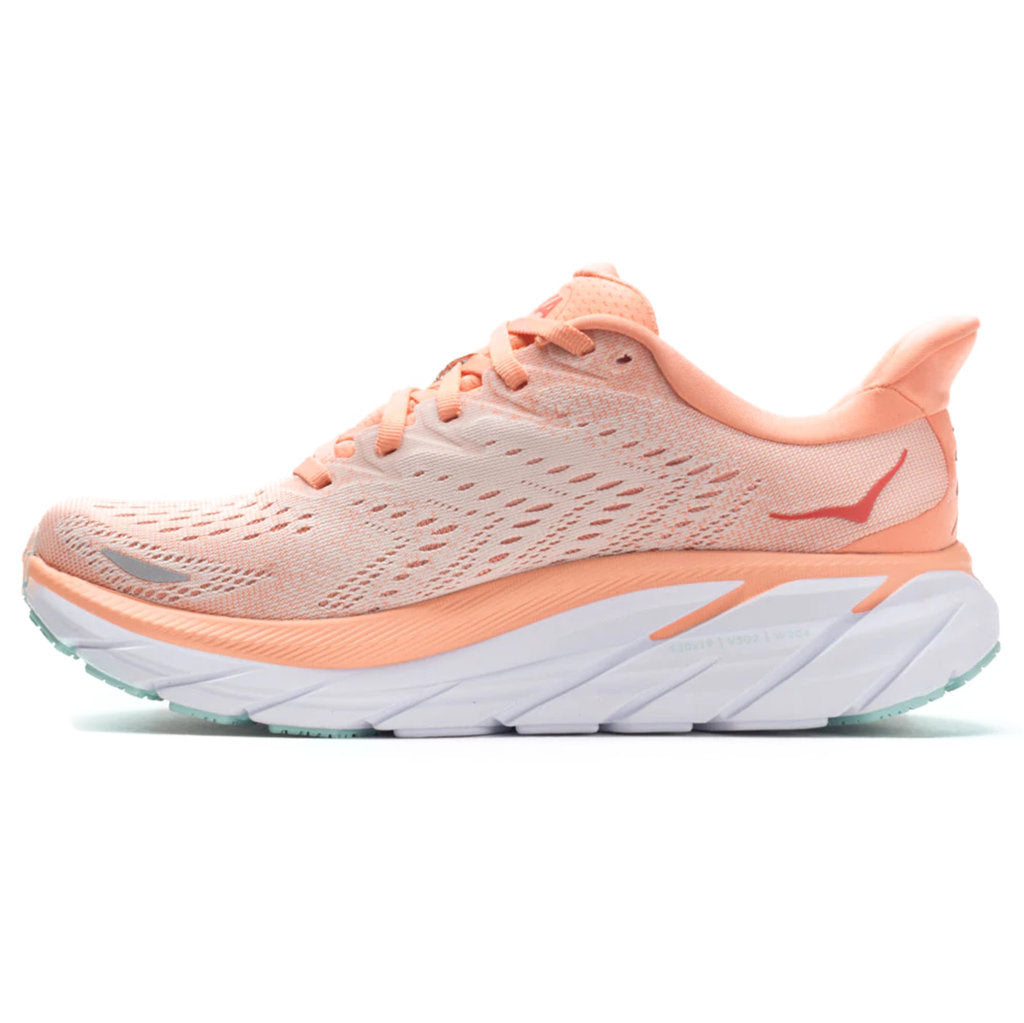 Hoka One One Clifton 8 Textile Womens Trainers#color_cantaloupe silver peony