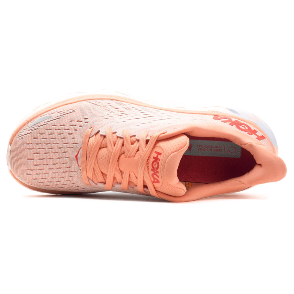 Hoka One One Clifton 8 Textile Womens Trainers#color_cantaloupe silver peony