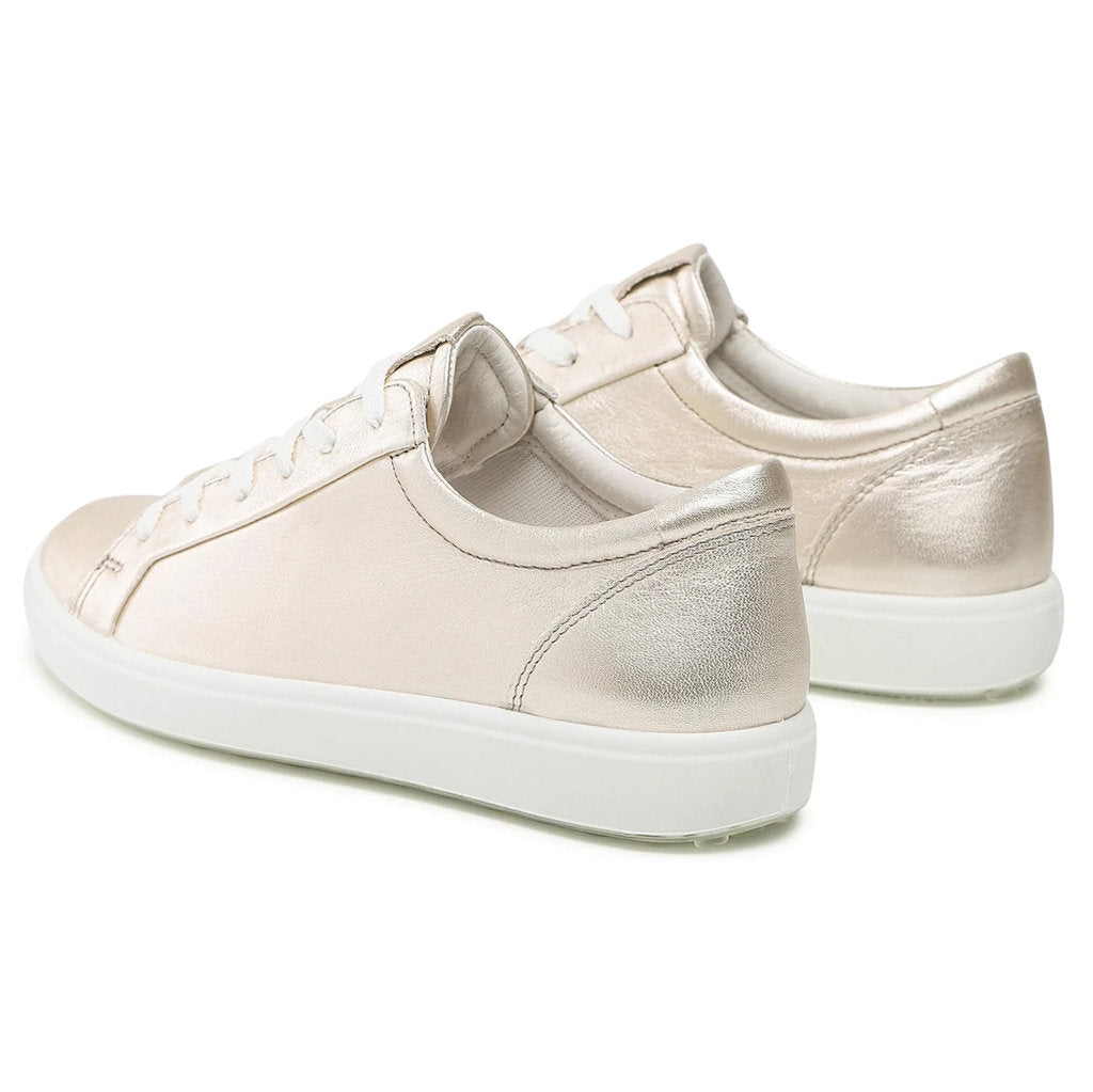 Ecco Soft 7 470303 Leather Womens Trainers#color_pure white gold