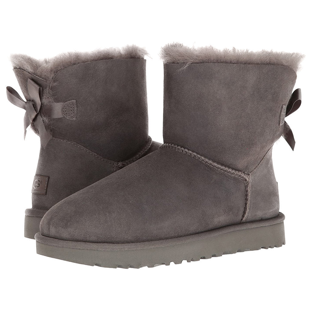 Ugg Australia Mini Bailey Bow II Suede Womens Boots#color_grey