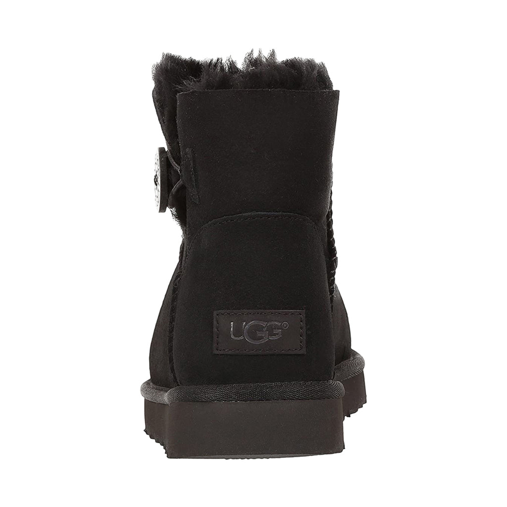 UGG Mini Bailey Button II Suede Sheepskin Women's Winter Boots#color_black