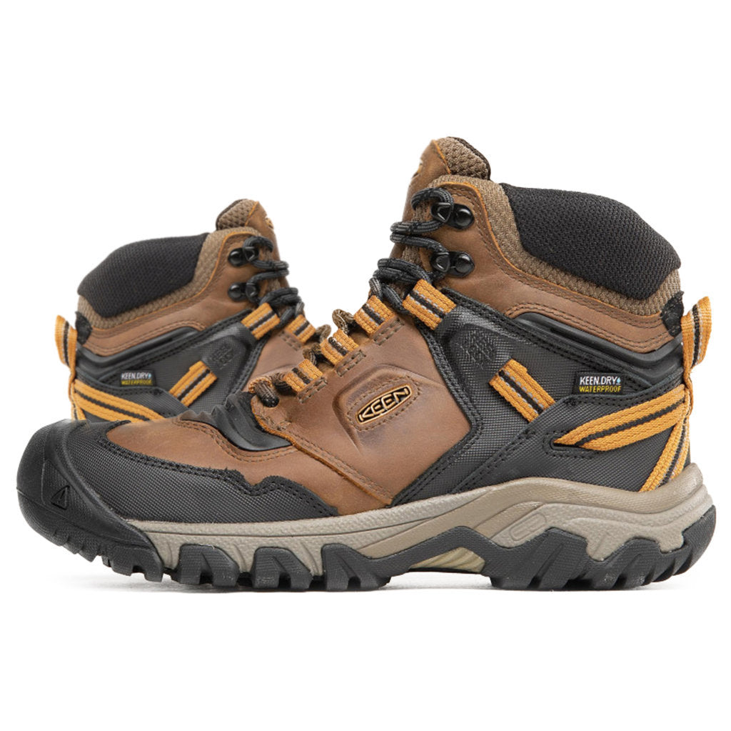 Keen Ridge Flex Mid Waterproof Leather Men's Hiking Shoes#color_bison golden brown