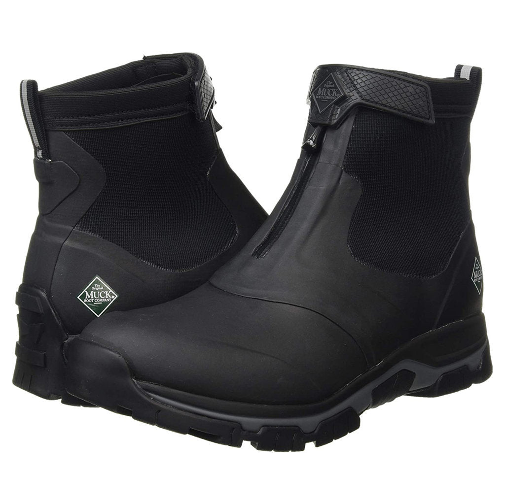 Muck Apex Mid Zip Rubber Synthetic Mens Boots#color_black grey