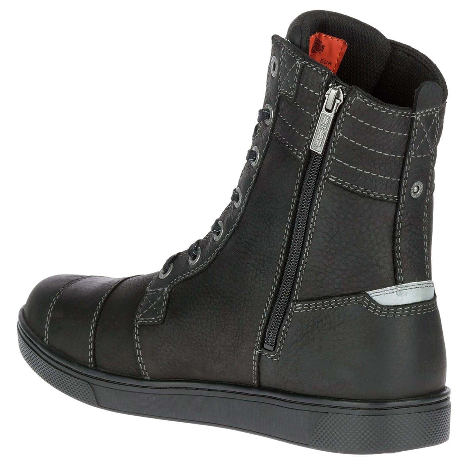 Harley Davidson Steinman Hi Waterproof Full Grain Leather Men's High-Top Trainers#color_black