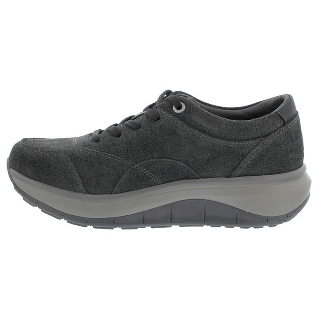 Joya Venice Velour Leather & Textile Women's Extra Wide Trainers#color_dark grey