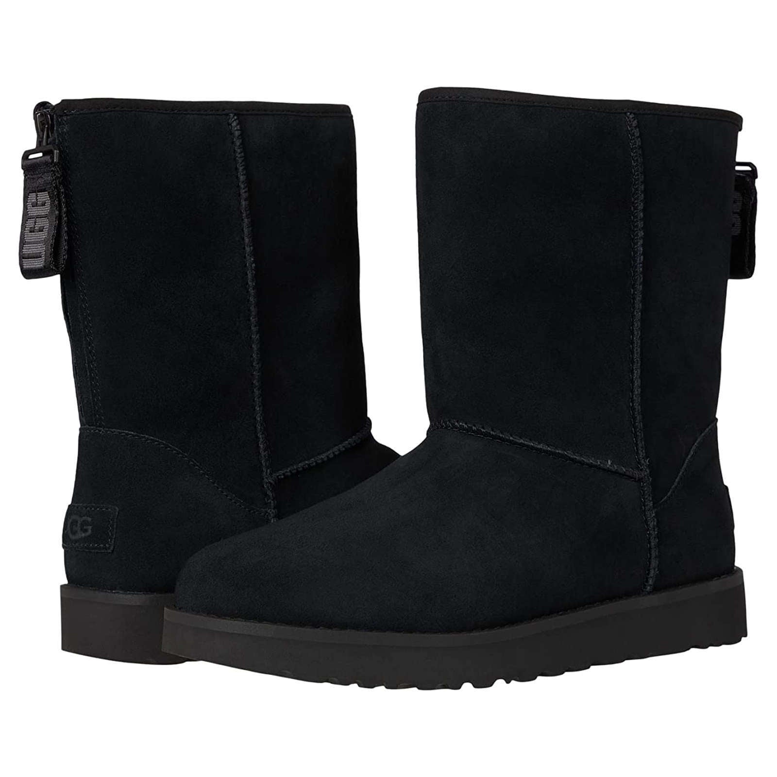 UGG Classic Mini Logo Zip Sheepskin Women's Winter Boots#color_black